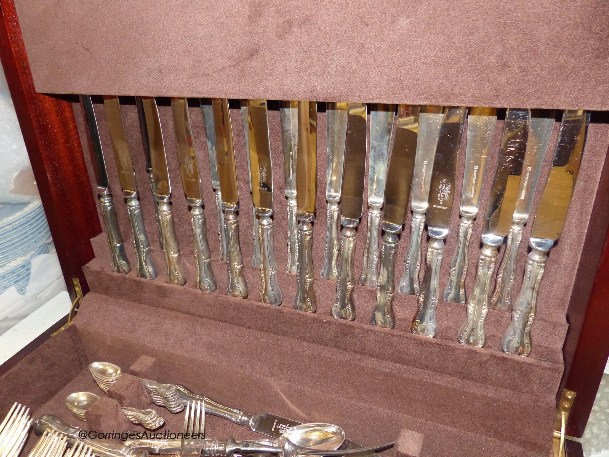 A Mappin & Webb canteen of plated flatware